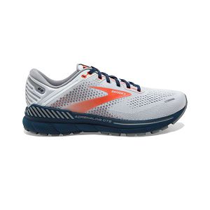 Brooks Adrenaline GTS 22 Road Running Shoes - Mens, Grey/Blue/Orange | IE-WNH274890